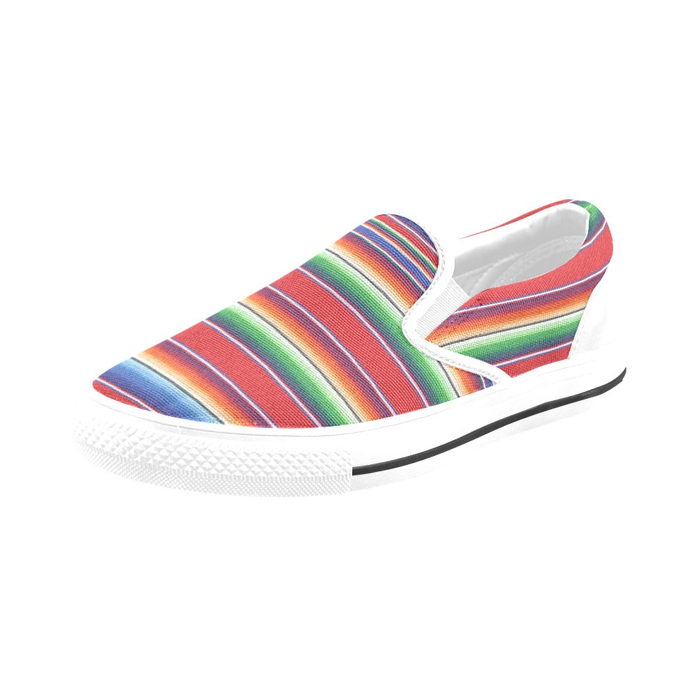 Serape Print Design LKS304 White Slip Ons Canvas Women's Shoes