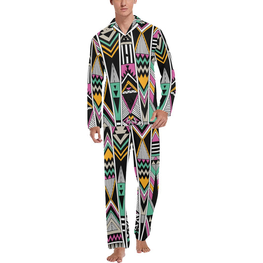 Tribal Aztec Triangle Men's Long Pajama Set