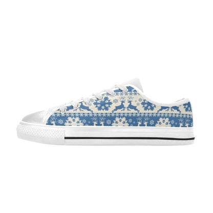 Reindeer Print Design LKS401 Women's White Low Top Shoes