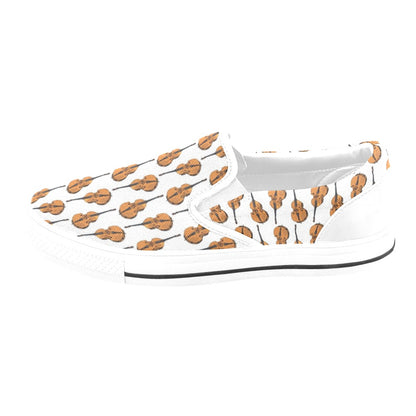 Cello Print Design LKS403 White Slip Ons Canvas Women's Shoes