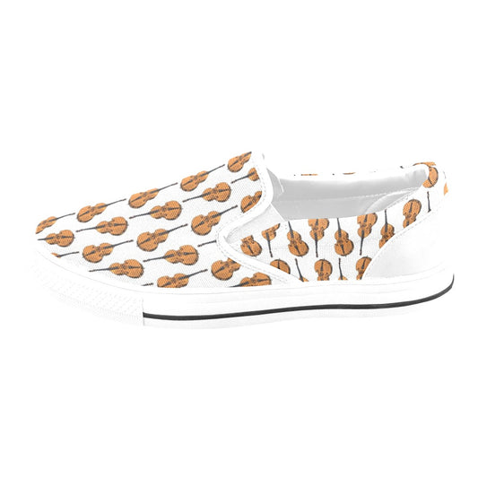 Cello Print Design LKS403 White Slip Ons Canvas Women's Shoes