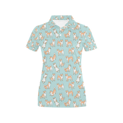 Shiba Inu Print Design LKS304 Women's Polo Shirt
