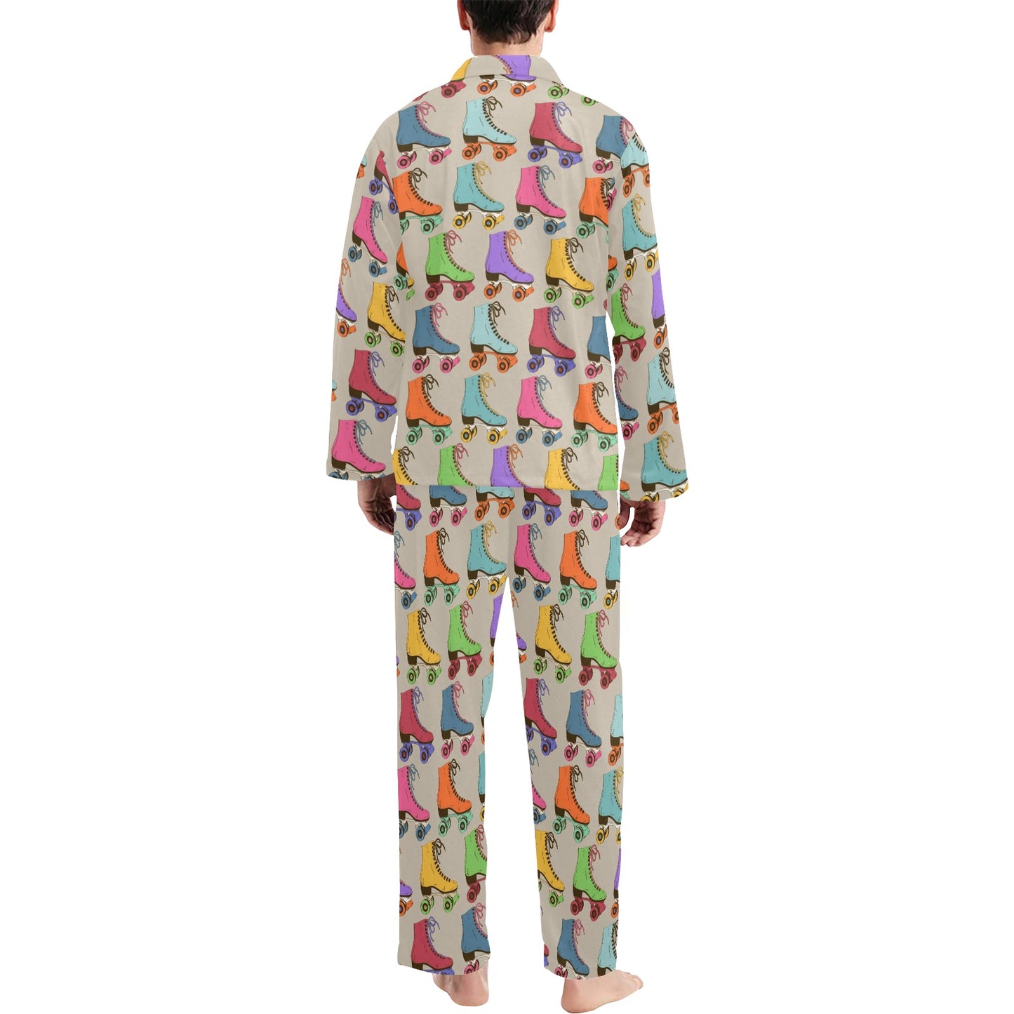Roller skate Pattern Print Design A01 Men's Long Pajama Set