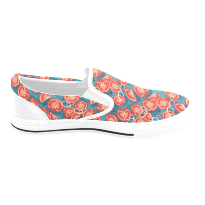 Tomato Print Design LKS301 White Slip Ons Canvas Women's Shoes