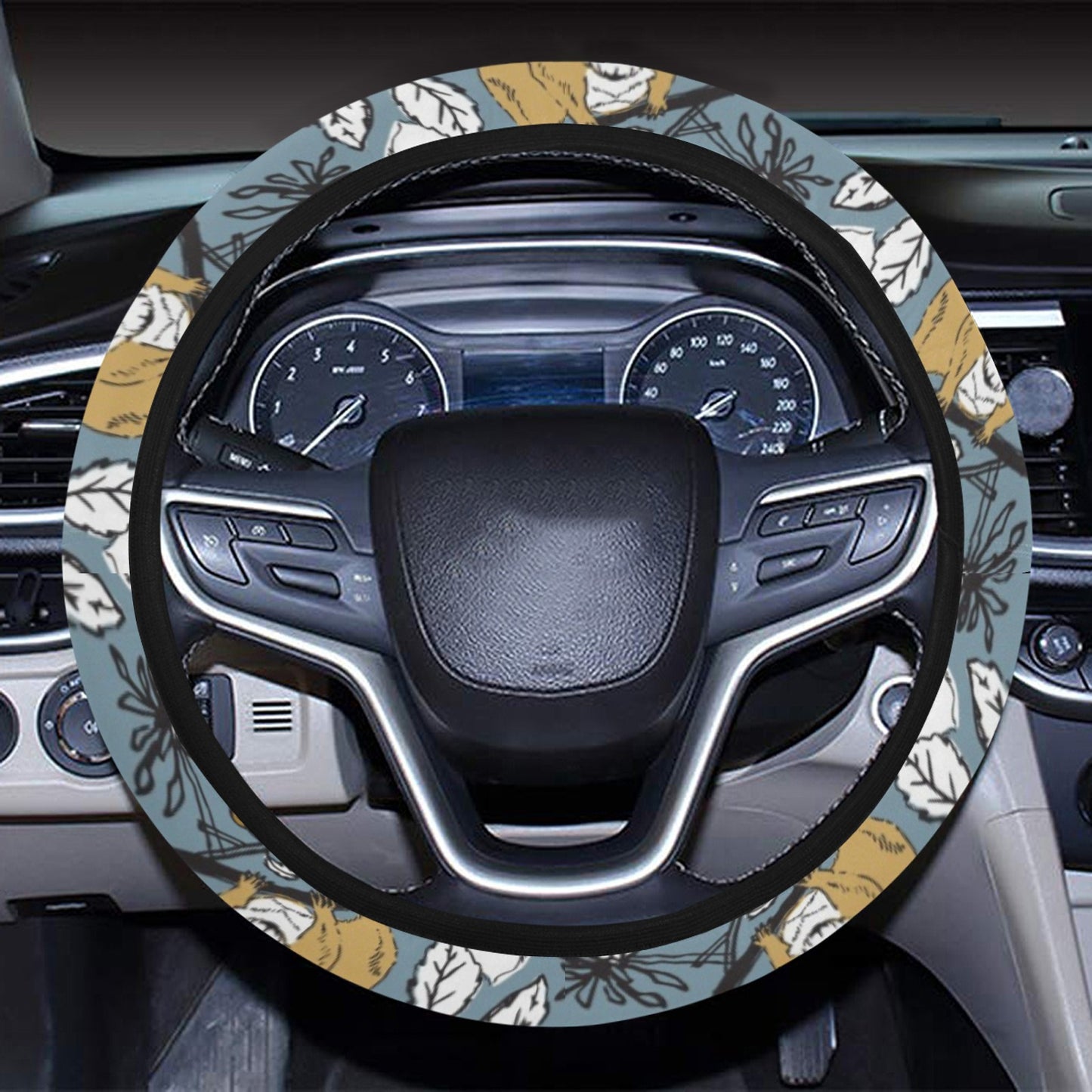 Squirrel Print Design LKS305 Steering Wheel Cover with Elastic Edge
