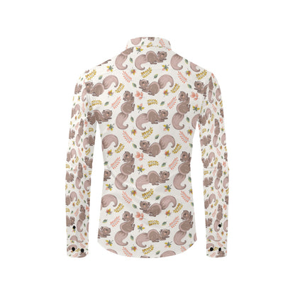Squirrel Print Design LKS307 Men's Long Sleeve Dress Shirt