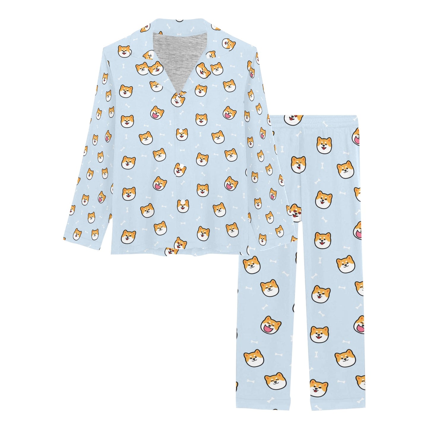 Shiba Inu Print Design LKS3012 Women's Long Pajama Set