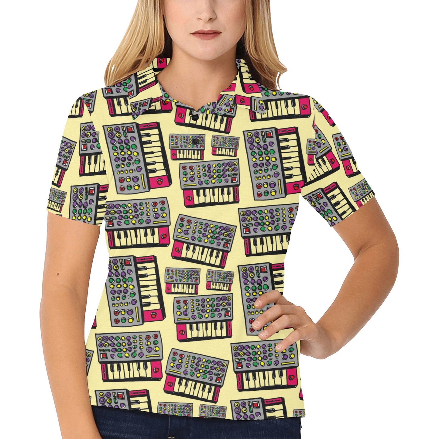 Synthesizer Pattern Print Design 01 Women's Polo Shirt