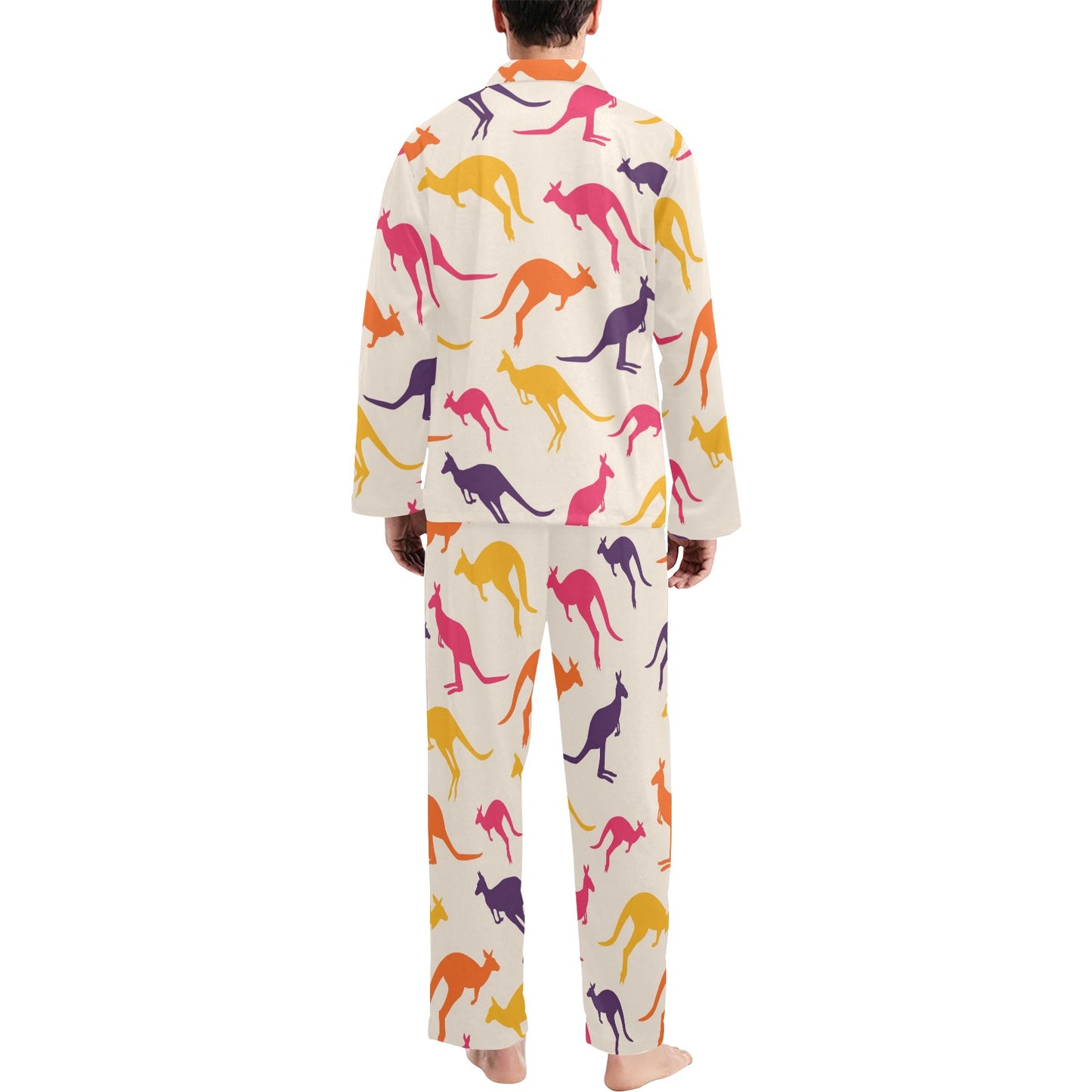 Kangaroos Pattern Print Design 01 Men's Long Pajama Set
