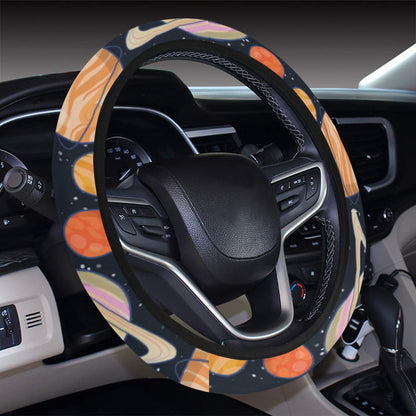 Planet Colorful Print Design LKS301 Steering Wheel Cover with Elastic Edge