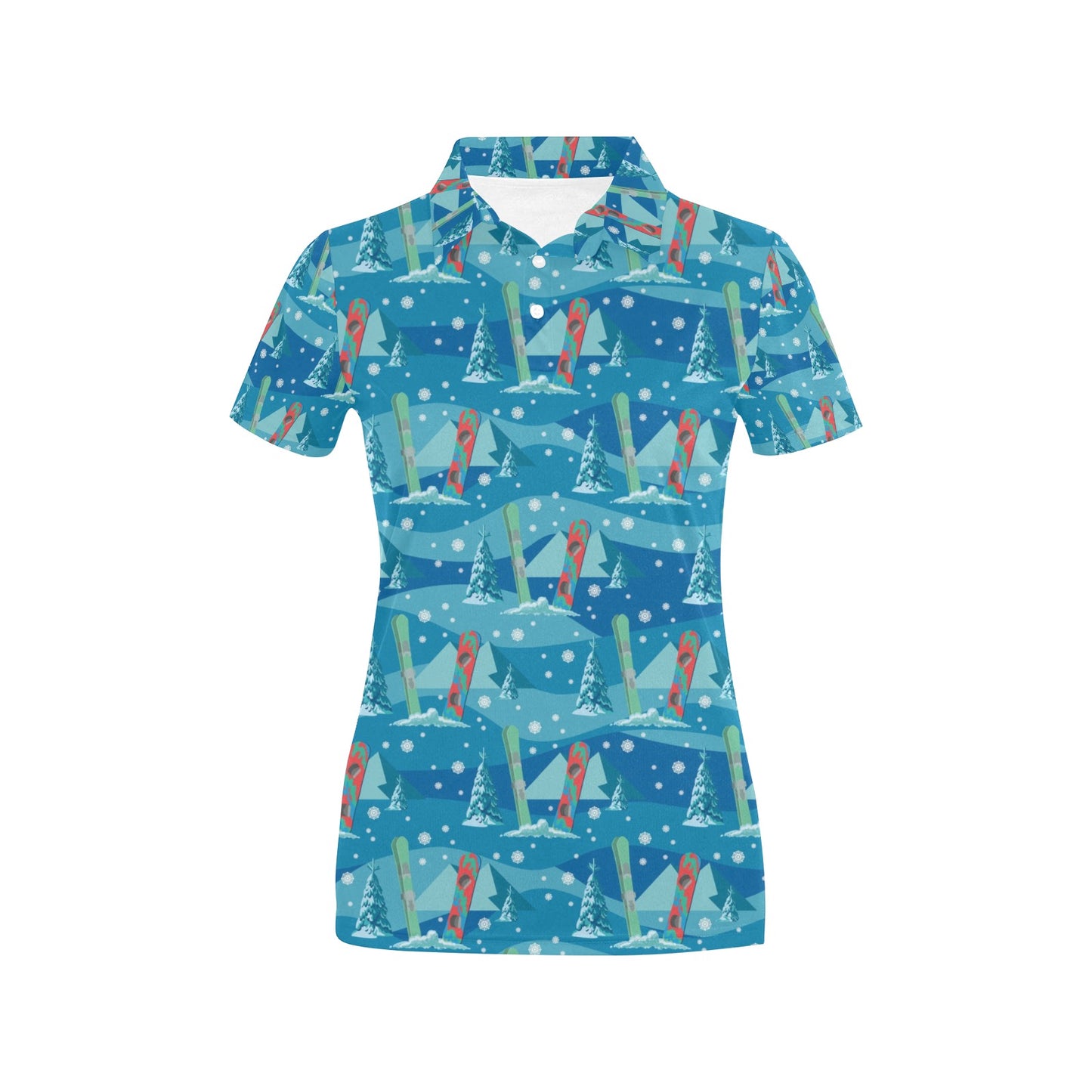 Snowboard Print Design LKS301 Women's Polo Shirt