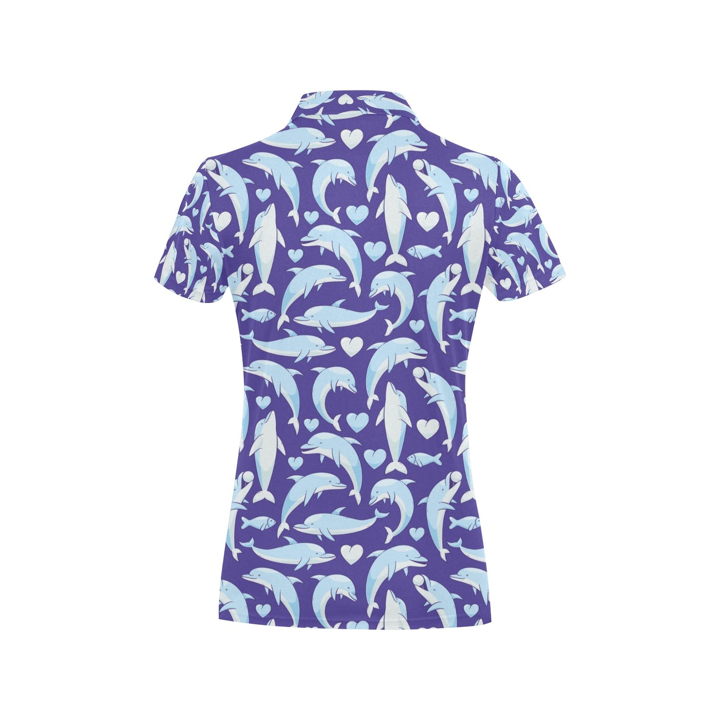 Dolphin Smile Print Pattern Women's Polo Shirt