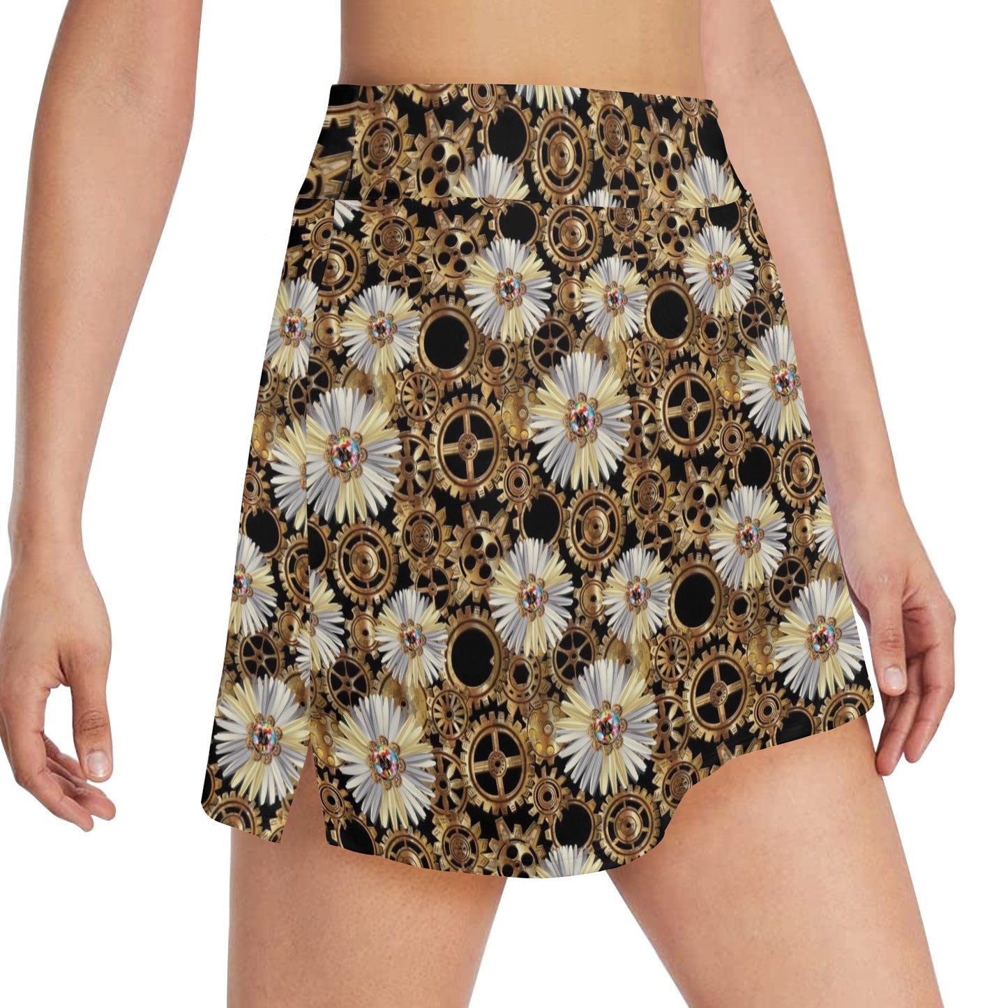 Steampunk Print Design LKS305 17" Golf & Pickleball Skort with Pockets