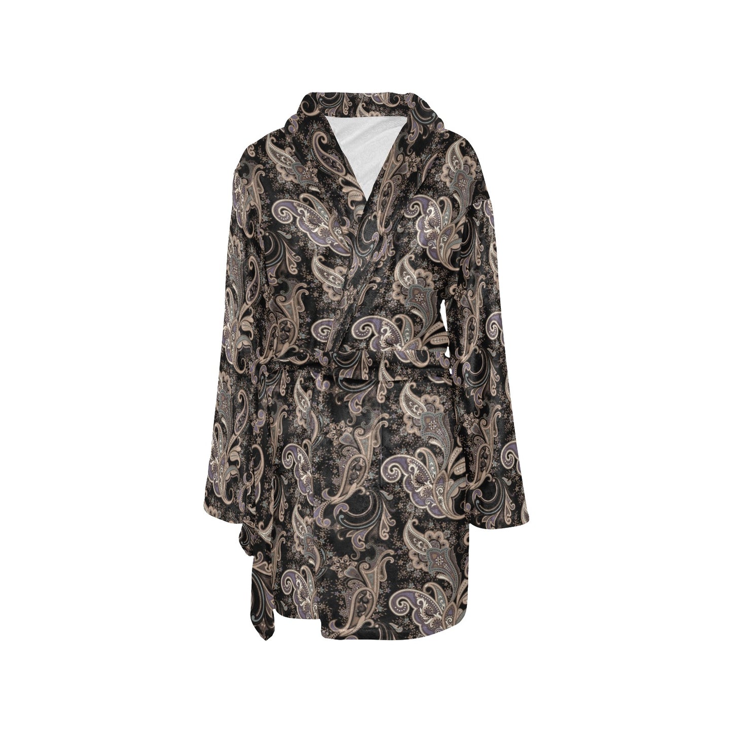 Paisley Mandala Design Print Women's Fleece Robe