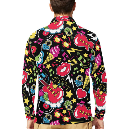 Pop Art Pattern Print Design A04 Long Sleeve Polo Shirt For Men's