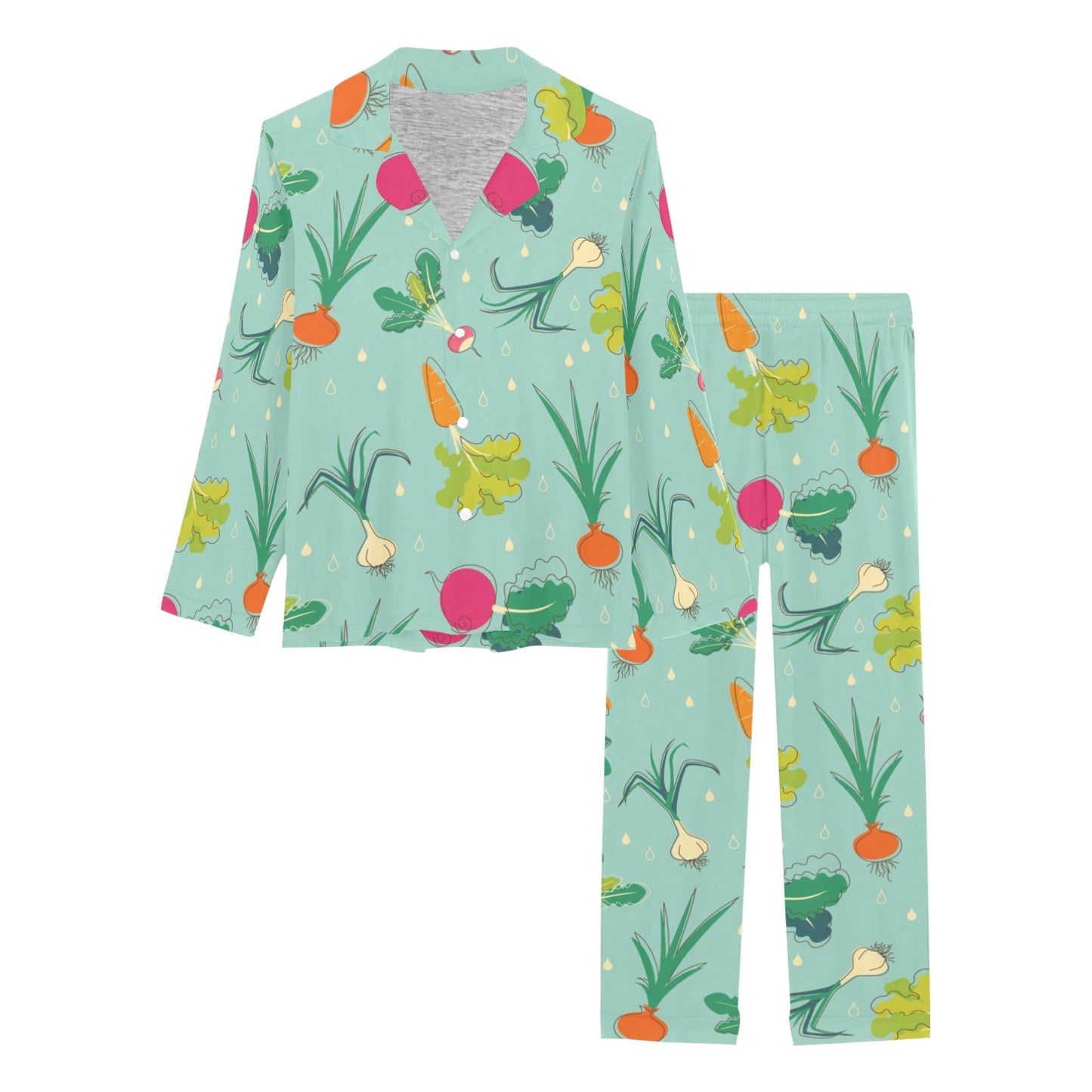 Radish Pattern Print Design A01 Women's Long Pajama Set