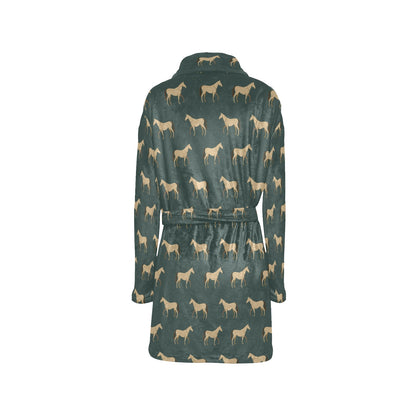Horse Classic Themed Pattern Print Women's Fleece Robe