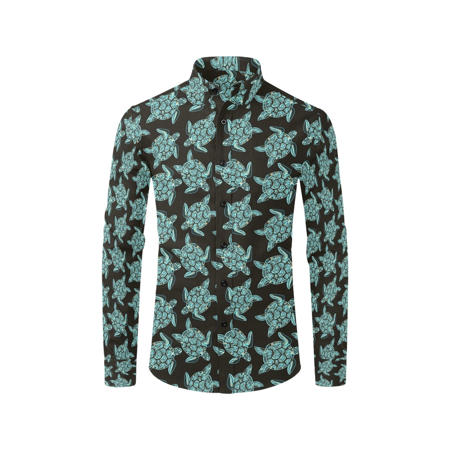 Sea Turtle Print Design LKS302 Men's Long Sleeve Dress Shirt