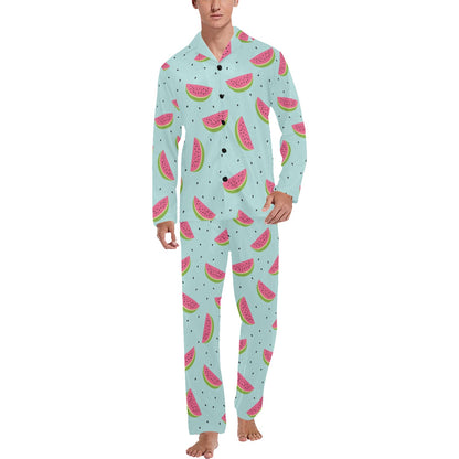 Watermelon Pattern Print Design WM06 Men's Long Pajama Set