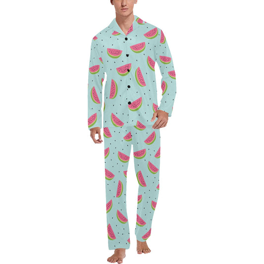Watermelon Pattern Print Design WM06 Men's Long Pajama Set