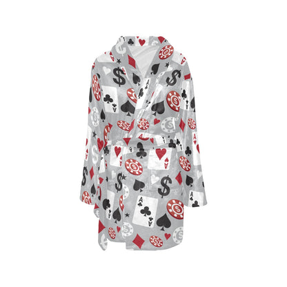 Casino Pattern Print Design 01 Women's Fleece Robe