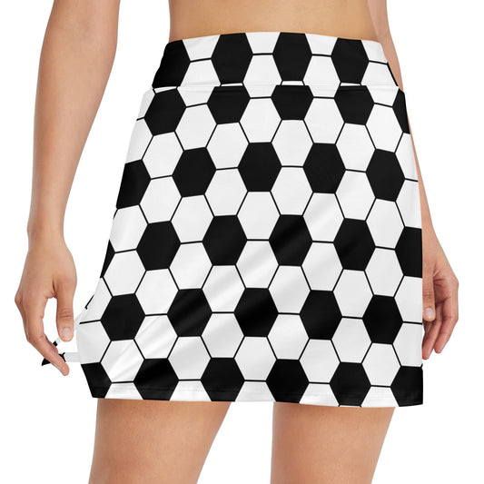 Soccer Ball Texture Print Design LKS303 17" Golf & Pickleball Skort with Pockets
