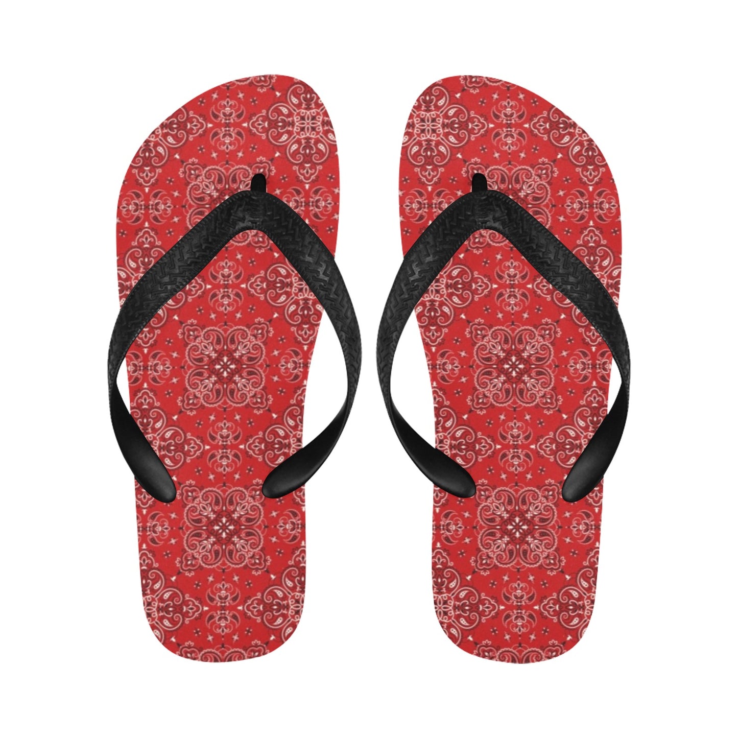 Bandana Red Pattern Print Design LKS3010 Flip Flops