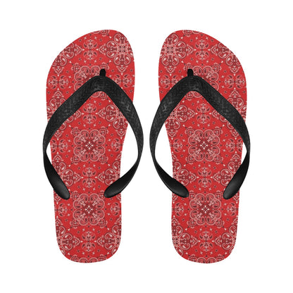 Bandana Red Pattern Print Design LKS3010 Flip Flops