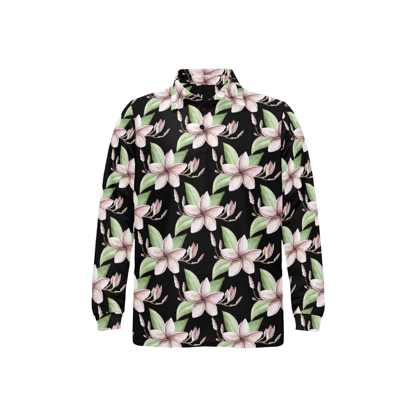 Plumeria Pattern Print Design PM02 Long Sleeve Polo Shirt For Men's