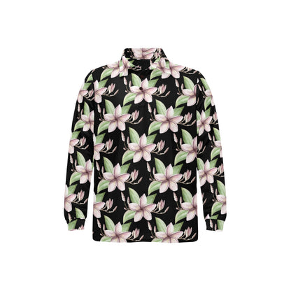 Plumeria Pattern Print Design PM02 Long Sleeve Polo Shirt For Men's