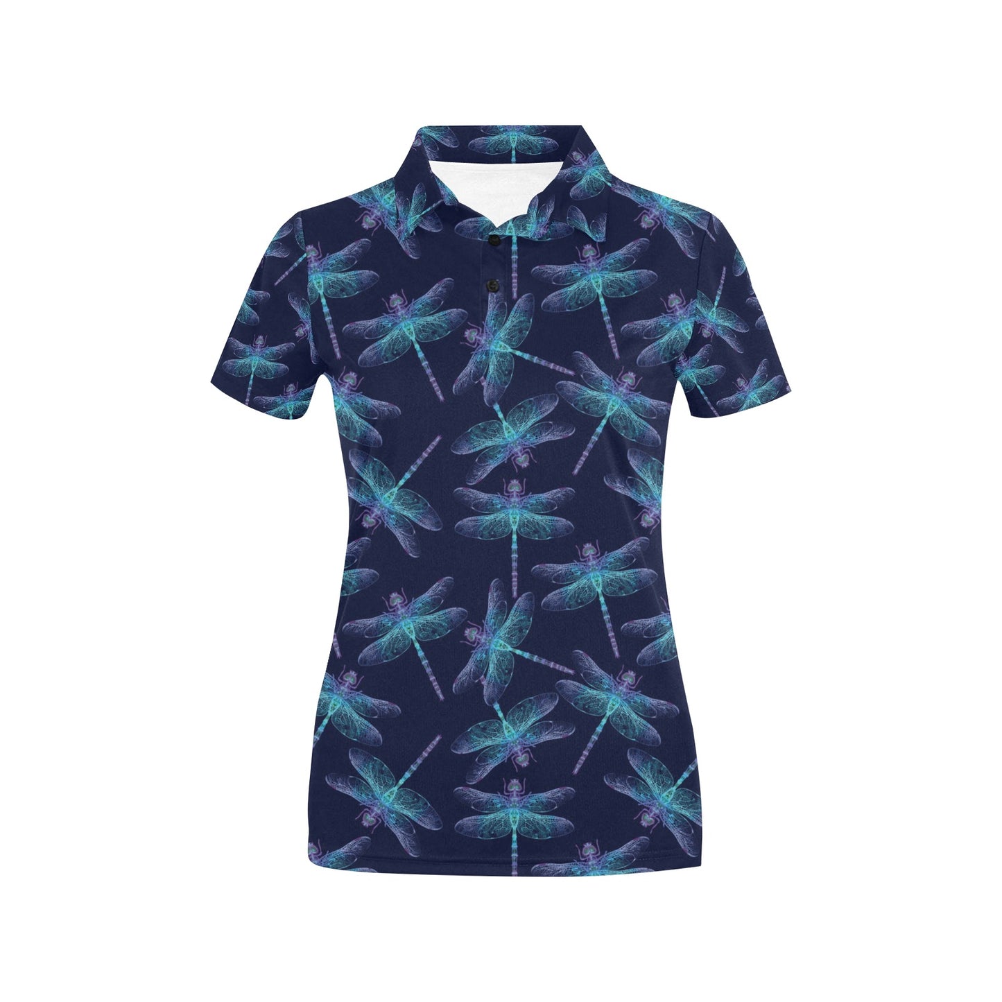 Dragonfly Hand Drawn Style Print Women's Polo Shirt