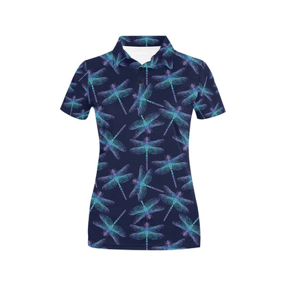 Dragonfly Hand Drawn Style Print Women's Polo Shirt