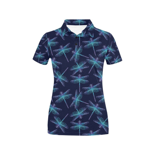 Dragonfly Hand Drawn Style Print Women's Polo Shirt