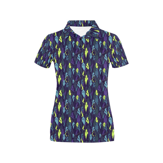 Shark Neon color Print Women's Polo Shirt