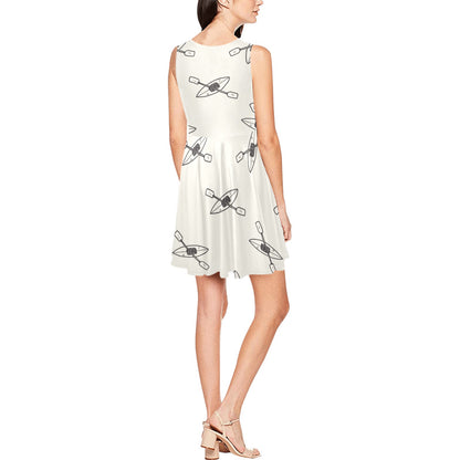 Kayak Pattern Print Design 01 Sleeveless Dress