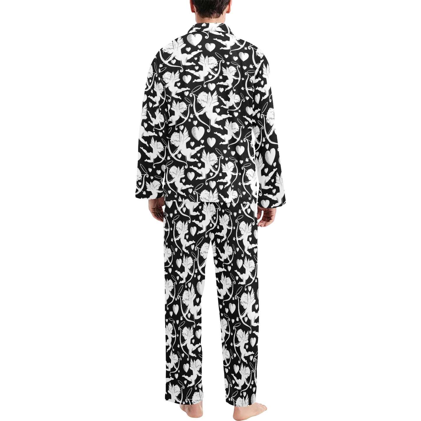 Cupid Pattern Print Design 04 Men's Long Pajama Set