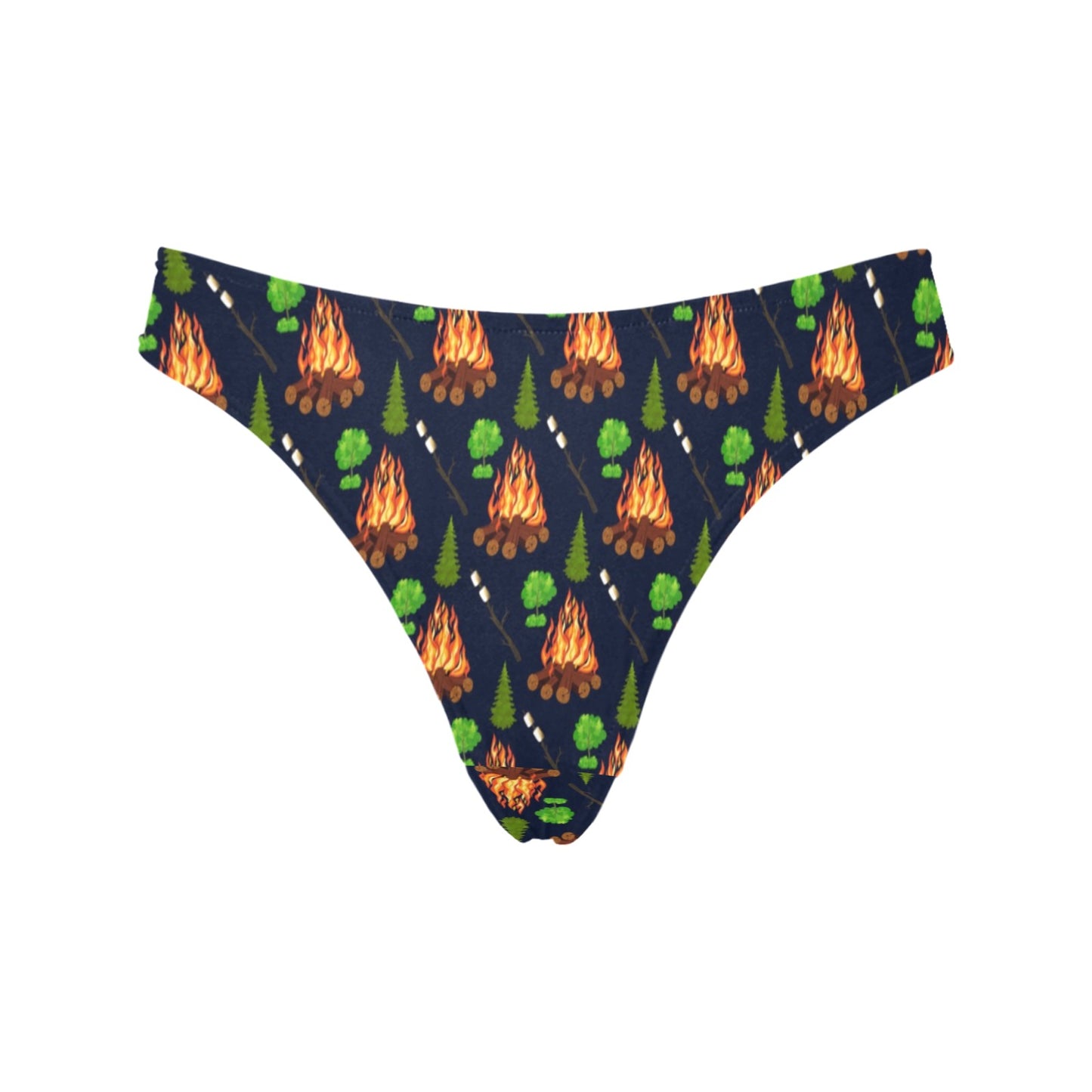 Camfire marshmallow Camping Design Print Women's Thongs