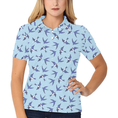 Swallow Bird Pattern Print Design 06 Women's Polo Shirt
