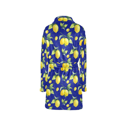 Lemon Pattern Print Design LM06 Women's Fleece Robe