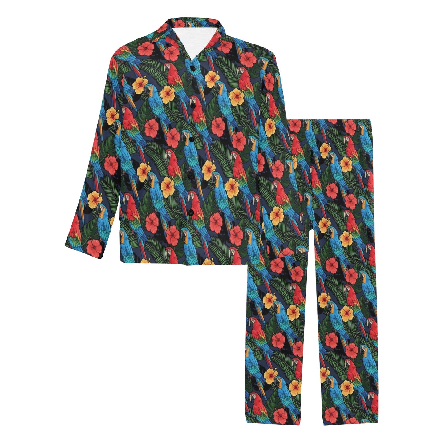 Parrot Pattern Print Design A01 Men's Long Pajama Set