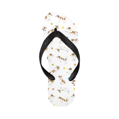 Russell Terriers With Balls Print Design LKS307 Flip Flops