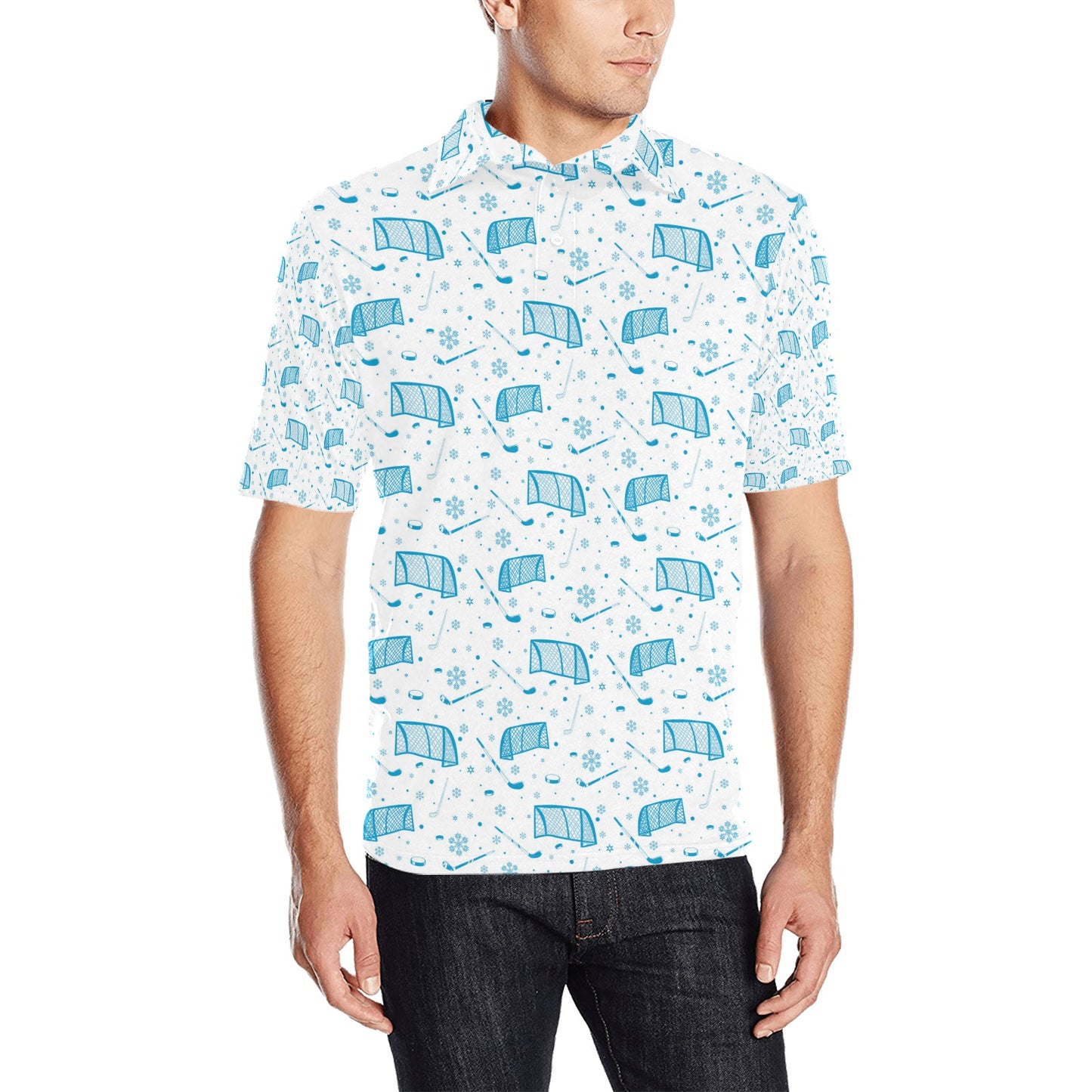Hockey Print Design LKS303 Men Polo Shirt