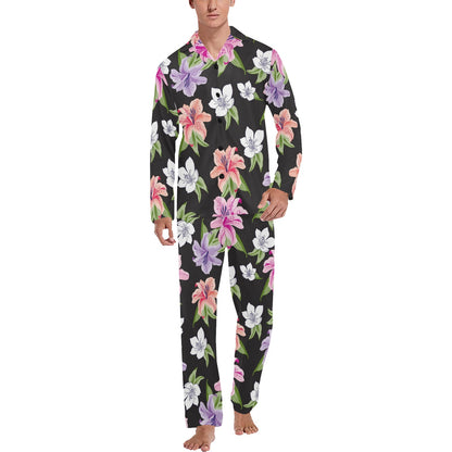 Lily Pattern Print Design LY02 Men's Long Pajama Set