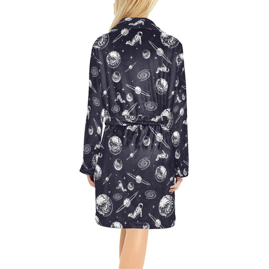 Space Astronaut Print Design LKS302 Women's Fleece Robe