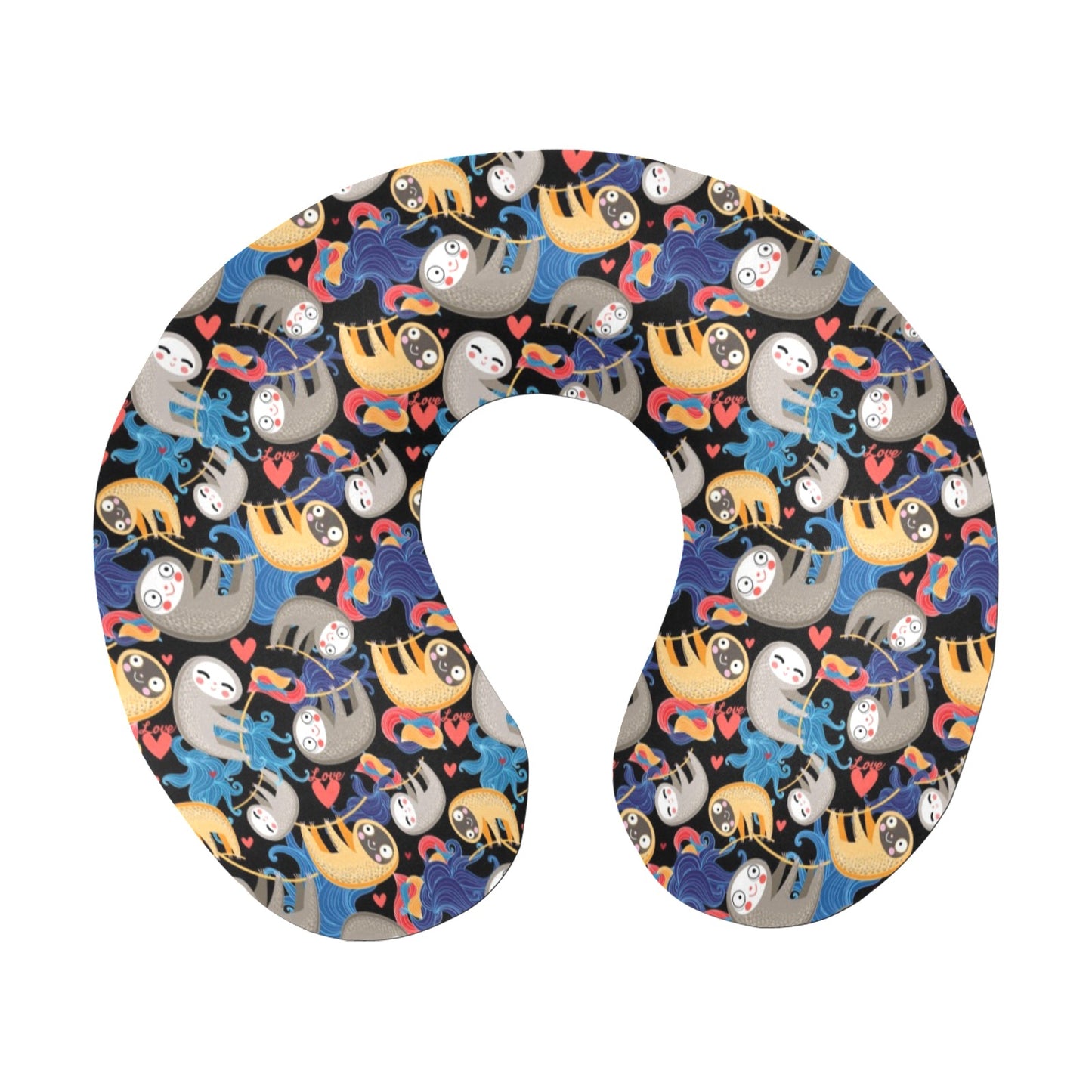 Sloth Cartoon Design Themed Print U-Shaped Travel Neck Pillow