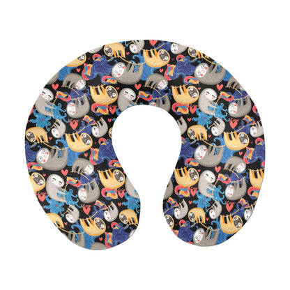 Sloth Cartoon Design Themed Print U-Shaped Travel Neck Pillow