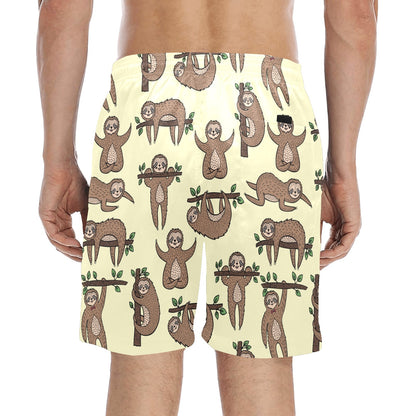 Sloth Print Design LKS3010 Men's Swim Trunks Beach Shorts