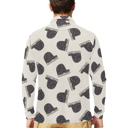Piano Pattern Print Design 04 Long Sleeve Polo Shirt For Men's