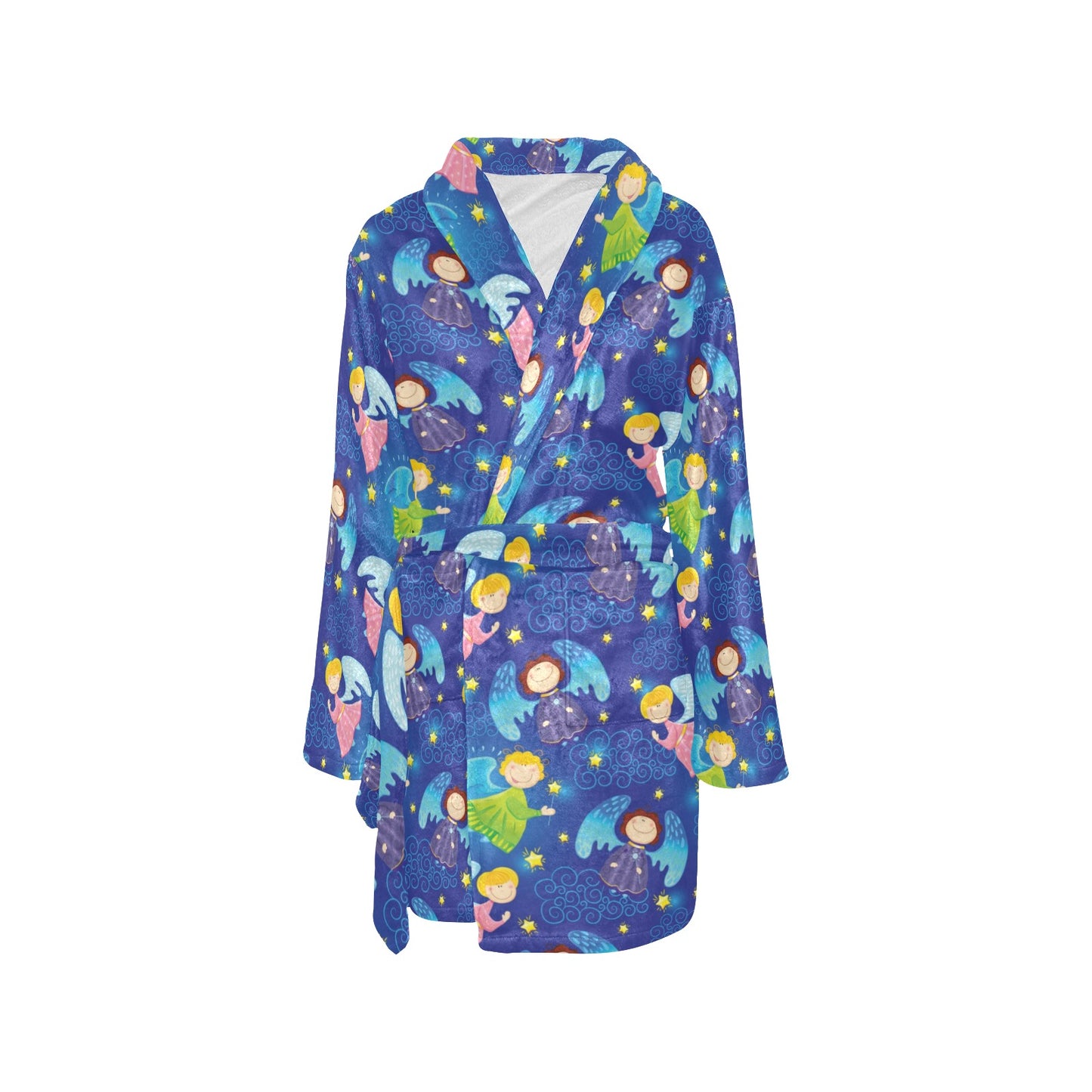 Angel Little Pattern Print Design 02 Women's Fleece Robe
