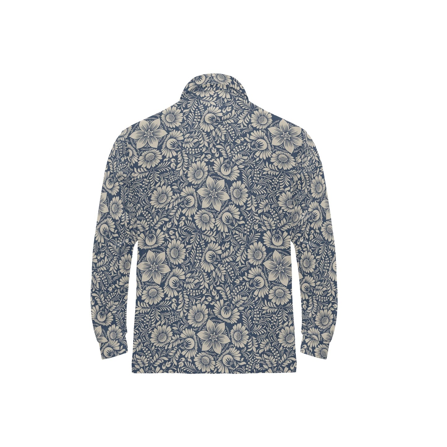 Elegant Floral Print Pattern Long Sleeve Polo Shirt For Men's